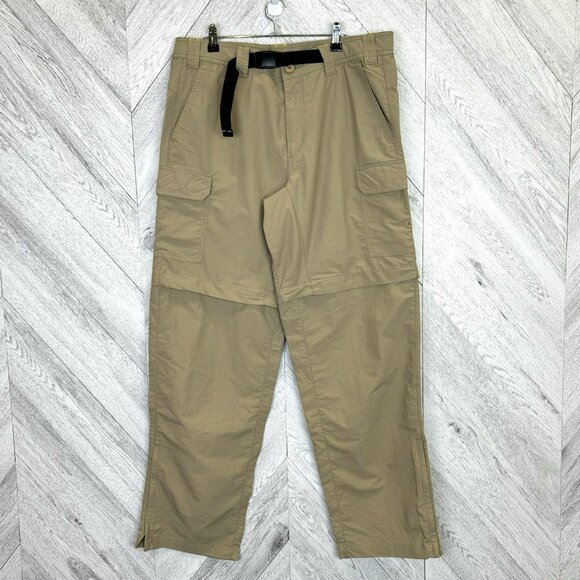 Eddie Bauer Pants Mens 36x32 Convertible First Ascent Outdoor Hiking Khaki Nylon - Picture 1 of 5